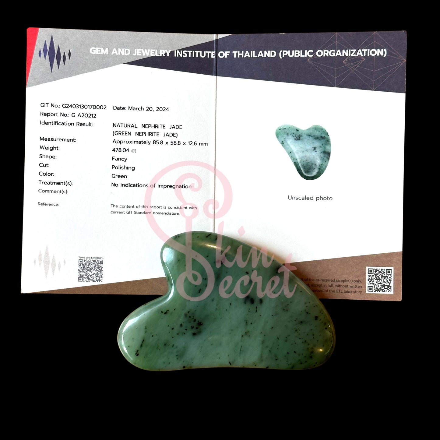 Nephrite Jade Heart Gua Sha Face Massage Tool