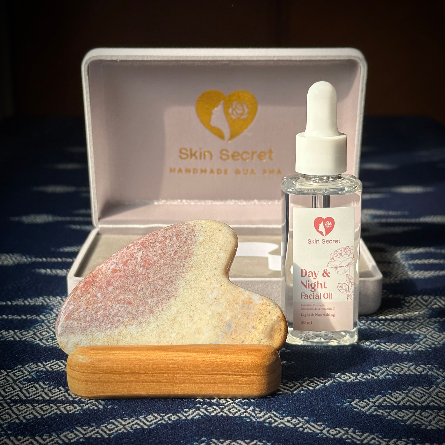 Jasper Heart Gua Sha Massage Set