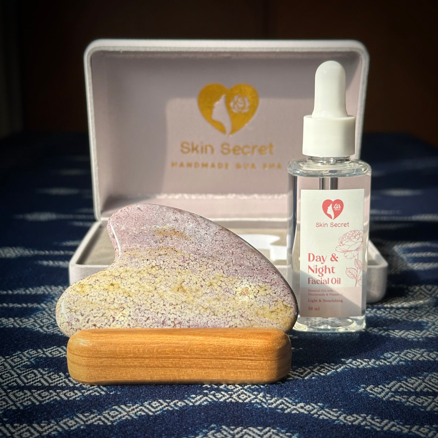 Jasper Heart Gua Sha Massage Set