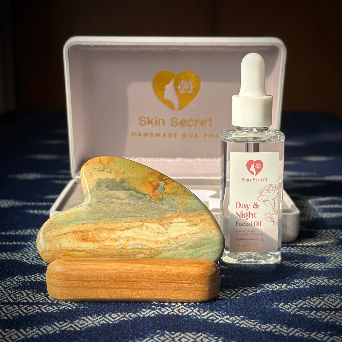 Jasper Heart Gua Sha Massage Set