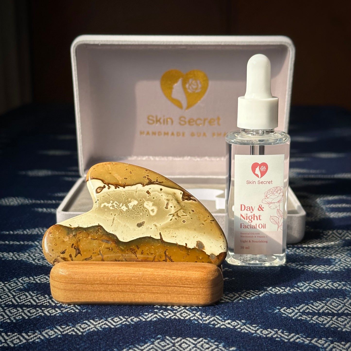 Jasper Heart Gua Sha Massage Set