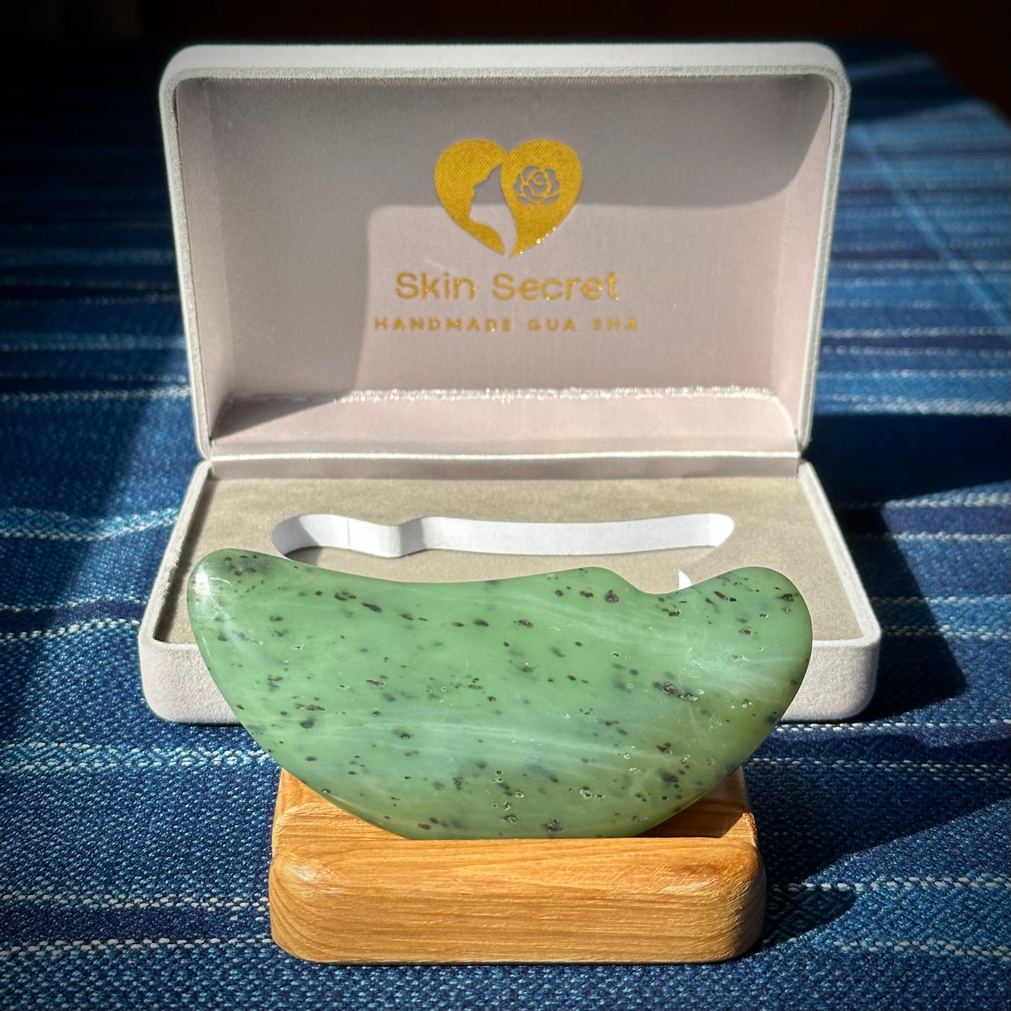 Nephrite Jade Moon Gua Sha + Oil Set