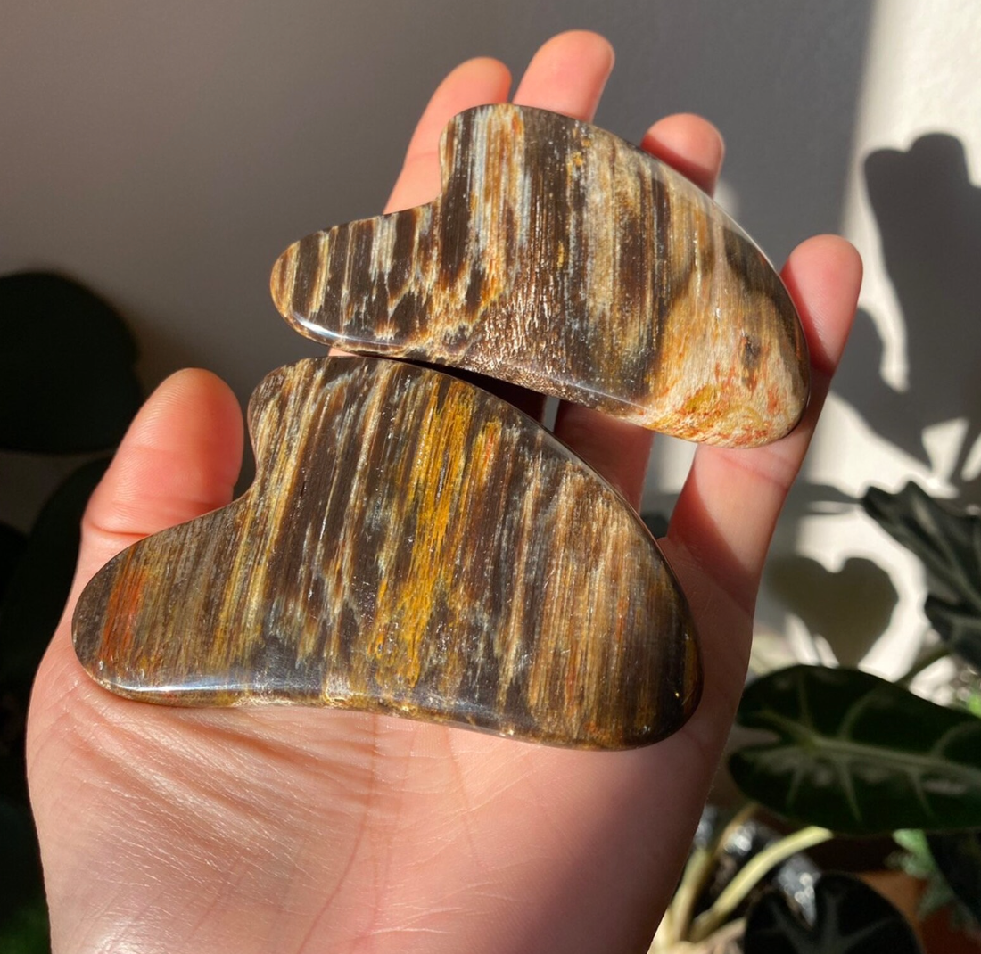 Petrified Wood Heart Gua Sha