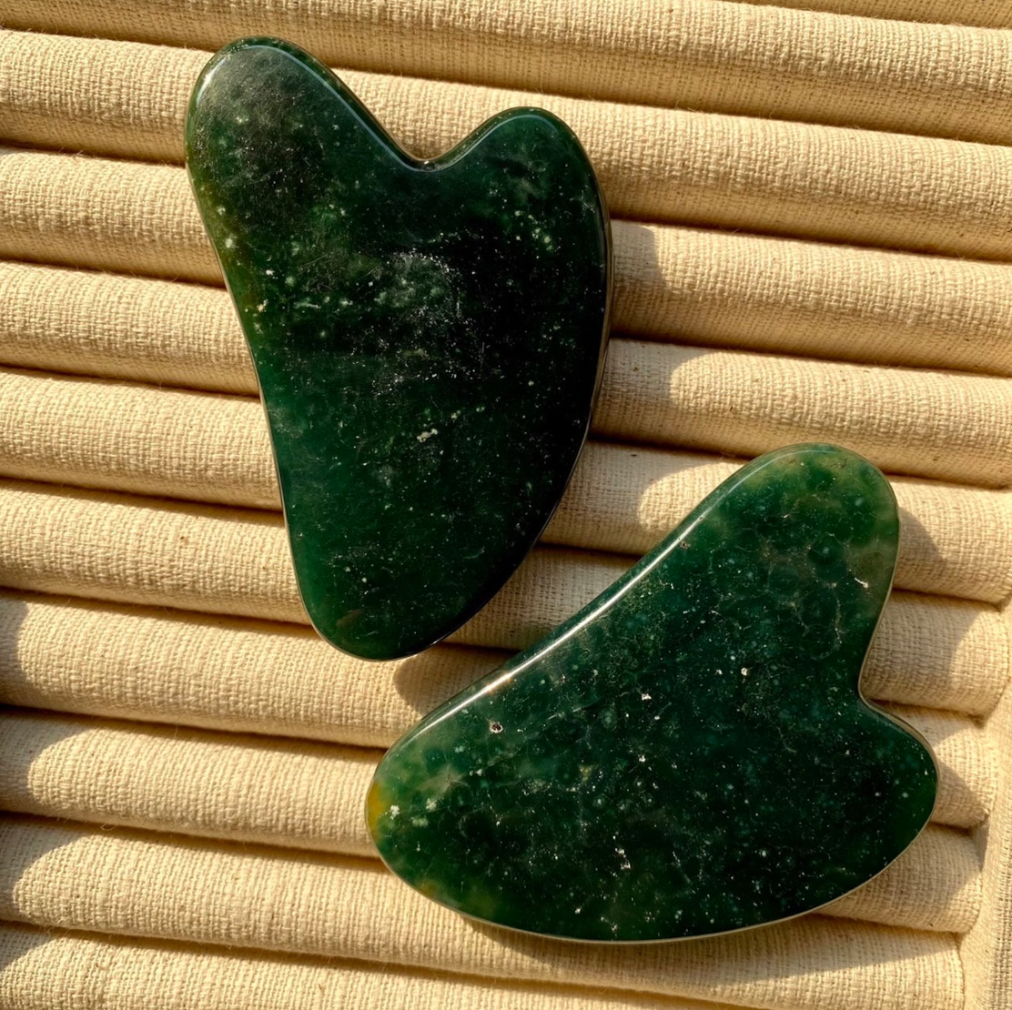 Green Agate Heart Gua Sha