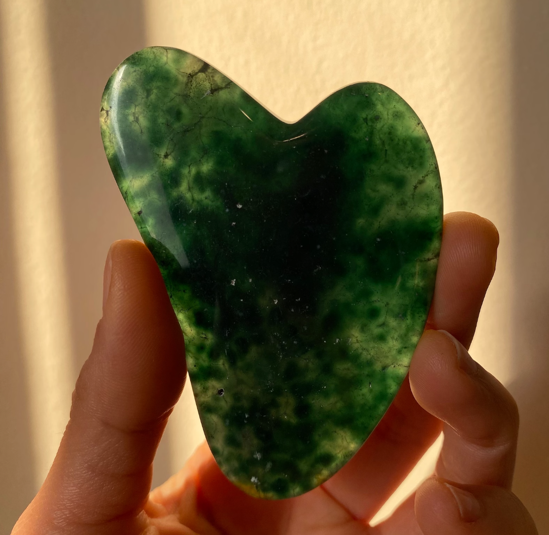 Green Agate Heart Gua Sha