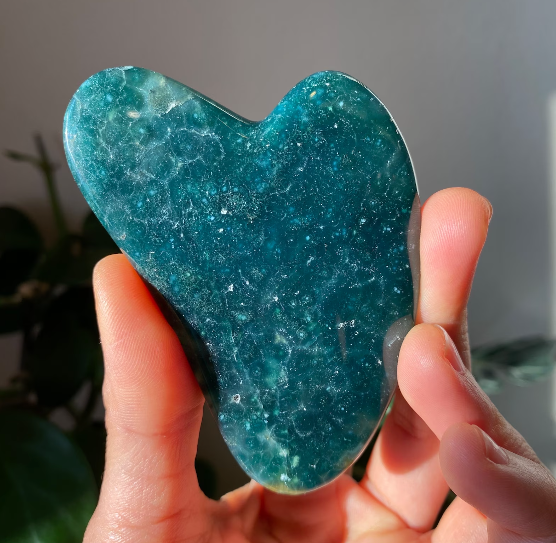 Green Agate Heart Gua Sha