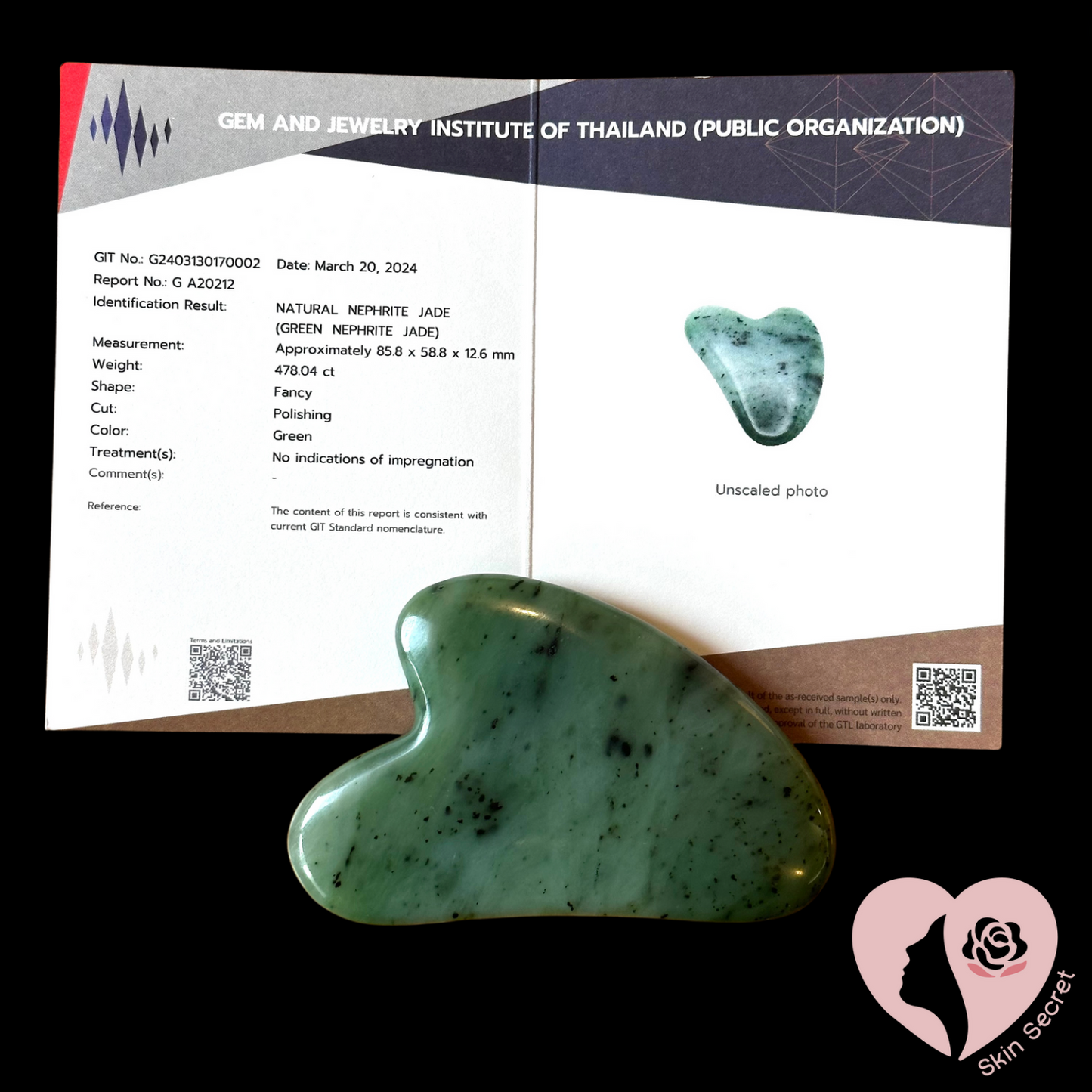 Nephrite Jade Heart Gua Sha + Oil Set